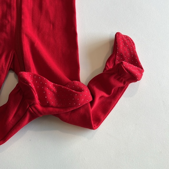 Primary- red, footie pjs, zipper, 9-12m - Picture 2 of 4